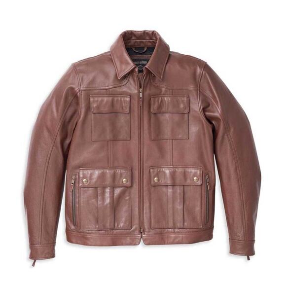 Harley-Davidson Men's Portage Midweight Leather Jacket Brown 98002 $425 - Picture 1 of 4